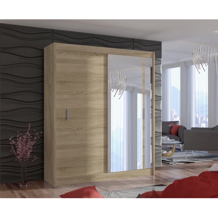Armario con espejo SABRINA 180x215 cm roble sonoma