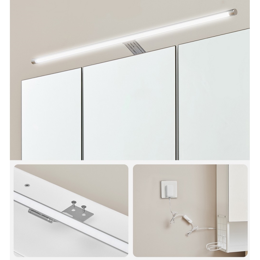 Armario de baño con espejo LED SKY 70x70x16 cm 230V blanco