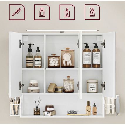 Armario de baño con espejo LED SKY 70x70x16 cm 230V blanco