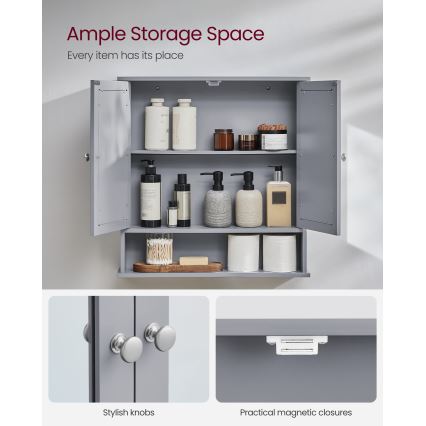 Armario de baño con espejo ZARA 58,5x56,5 cm gris