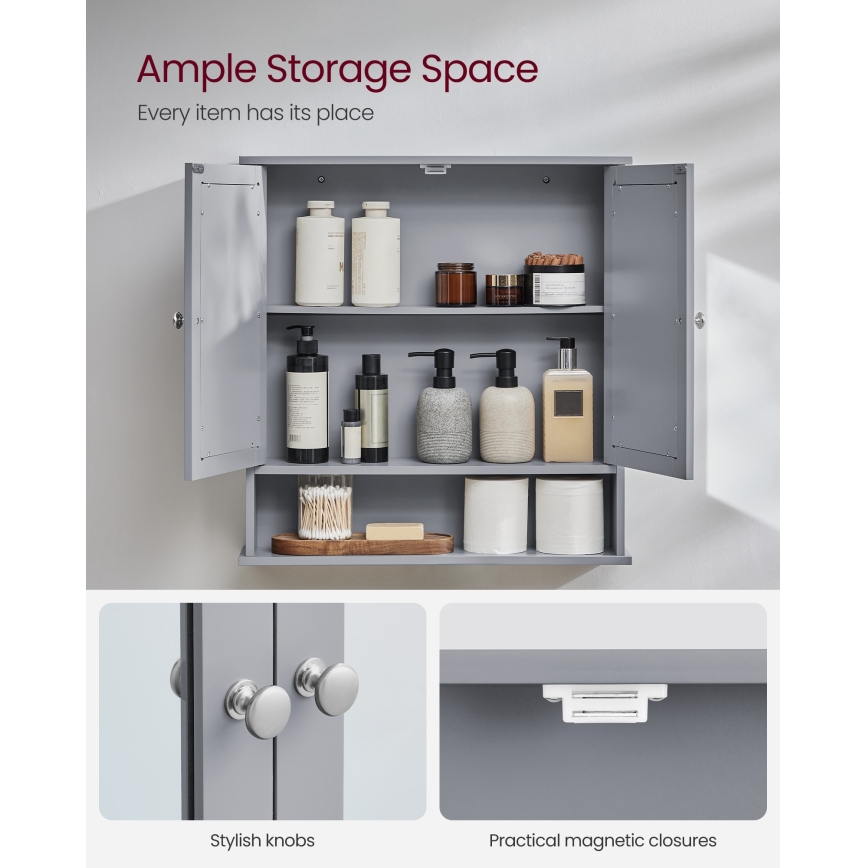 Armario de baño con espejo ZARA 58,5x56,5 cm gris