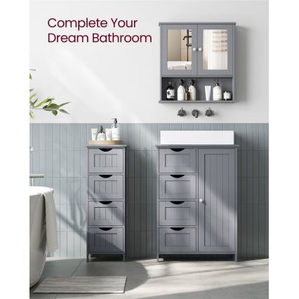 Armario de baño con espejo ZARA 58,5x56,5 cm gris