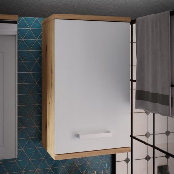 Armario de baño de pared VENOM blanco/roble artisan
