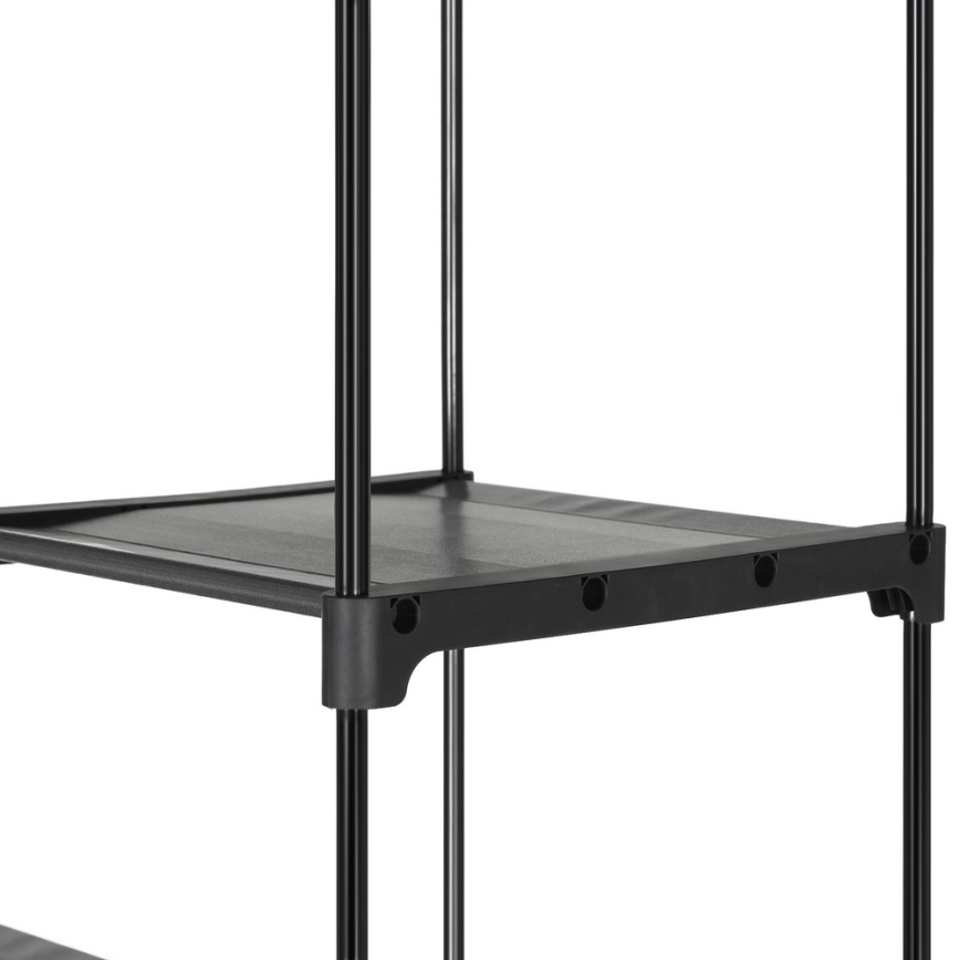 Armario de tela para almacenamiento MATIS 140x174 cm, negro, con estantes y barra para colgar