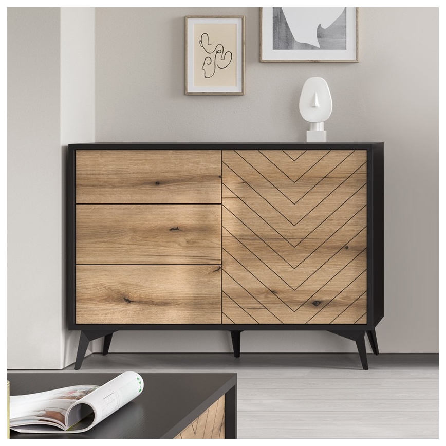 Armario DIAMOND 77x104 cm negro/roble evocar