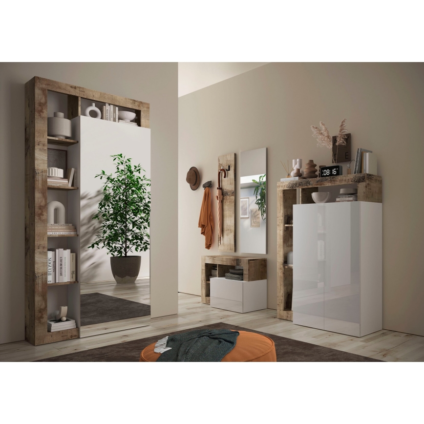 Armario LENOR 91x209 cm blanco/marrón