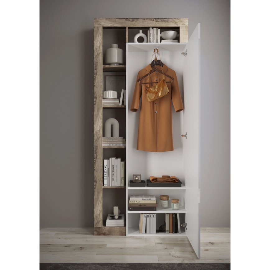 Armario LENOR 91x209 cm blanco/marrón
