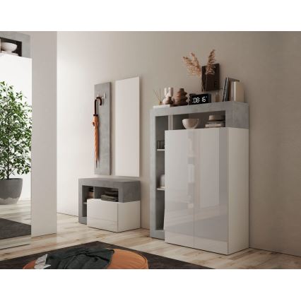 Armario LENOR blanco/gris hormigón