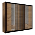 Armario ropero con espejo SANTINO 250x215 cm roble craft/negro
