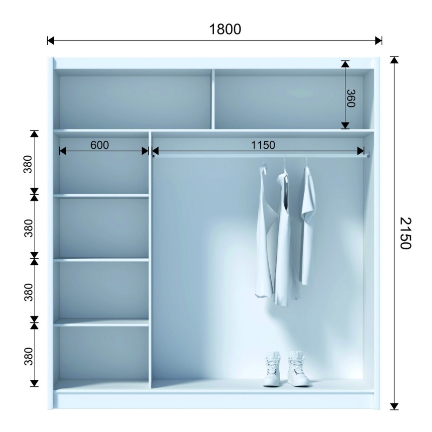 Armario con espejo SABRINA 180x215 cm roble craft