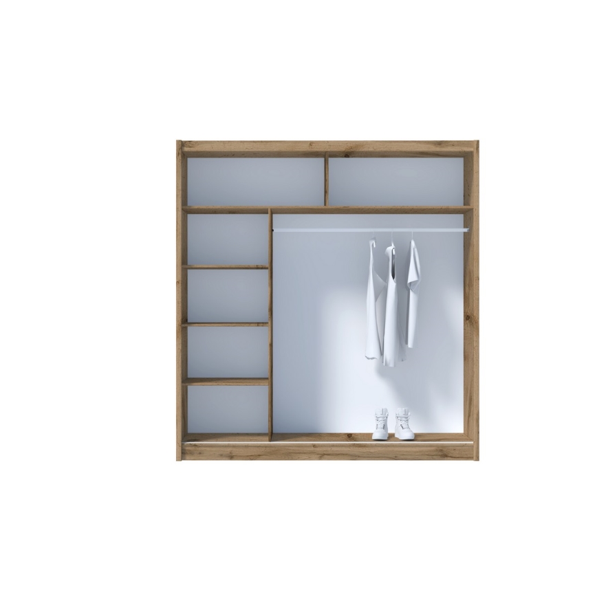 Armario con espejo SABRINA 203x215 cm roble woltan