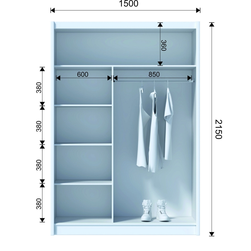 Armario con puertas correderas SAPHIRA 150x215 cm blanco