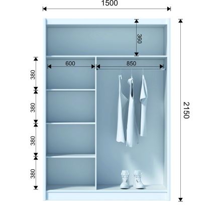 Armario con puertas correderas SAPHIRA 150x215 cm roble wotan