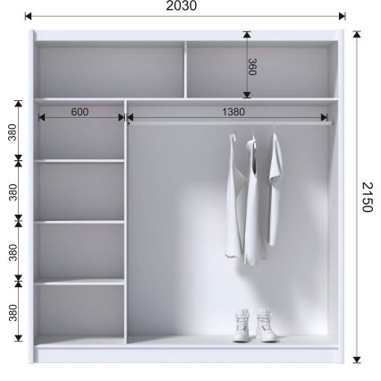 Armario con puertas correderas SAPHIRA 203x215 cm blanco