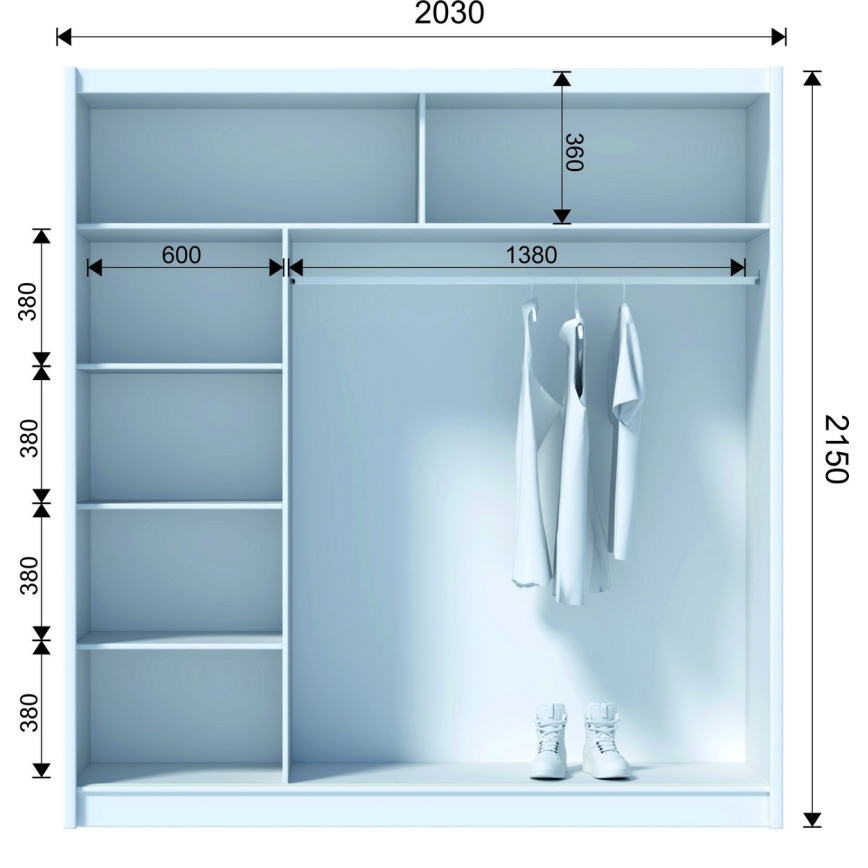 Armario con puertas correderas SAPHIRA 203x215 cm roble craft