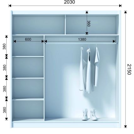 Armario con puertas correderas SAPHIRA 203x215 cm roble wotan