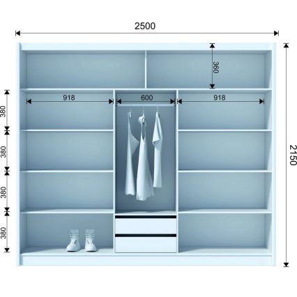 Armario con puertas correderas SAPHIRA 250x215 cm blanco