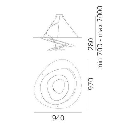 Artemide 1254110A - Lámpara de araña LED regulable PIRCE LED/44W/230V 3000K blanco