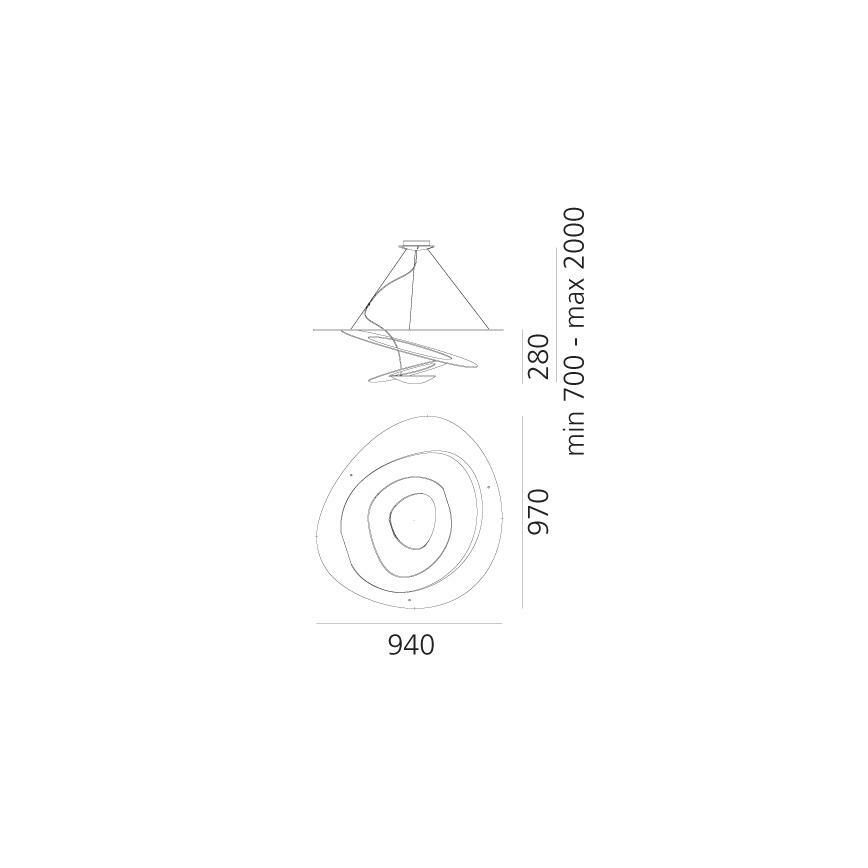 Artemide 1254110A - Lámpara de araña LED regulable PIRCE LED/44W/230V 3000K blanco