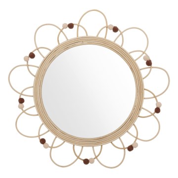 Atmosphera - Espejo de pared infantil CAMPAIN Ø 38 cm ratán
