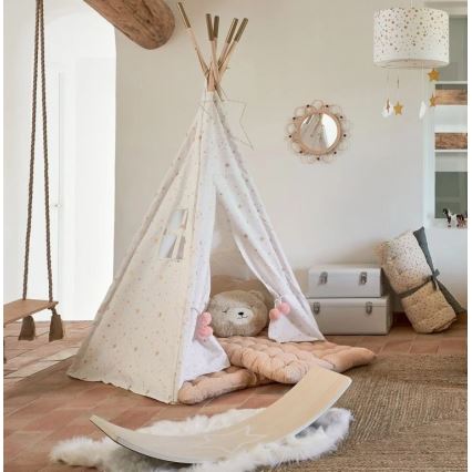 Atmosphera - Espejo de pared infantil CAMPAIN Ø 38 cm ratán