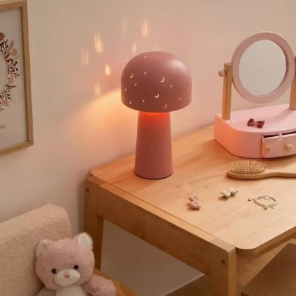 Atmosphera - Lámpara de mesa infantil STARRY MUSHROOM 1xE14/25W/230V rosa