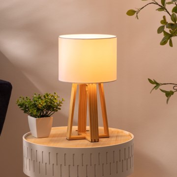 Atmosphera - Lámpara de mesa MOLU 1xE27/25W/230V pino/blanco