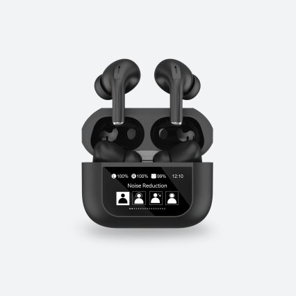 Auriculares inalámbricos con pantalla LCD 300 mAh + 2x 30 mAh negro