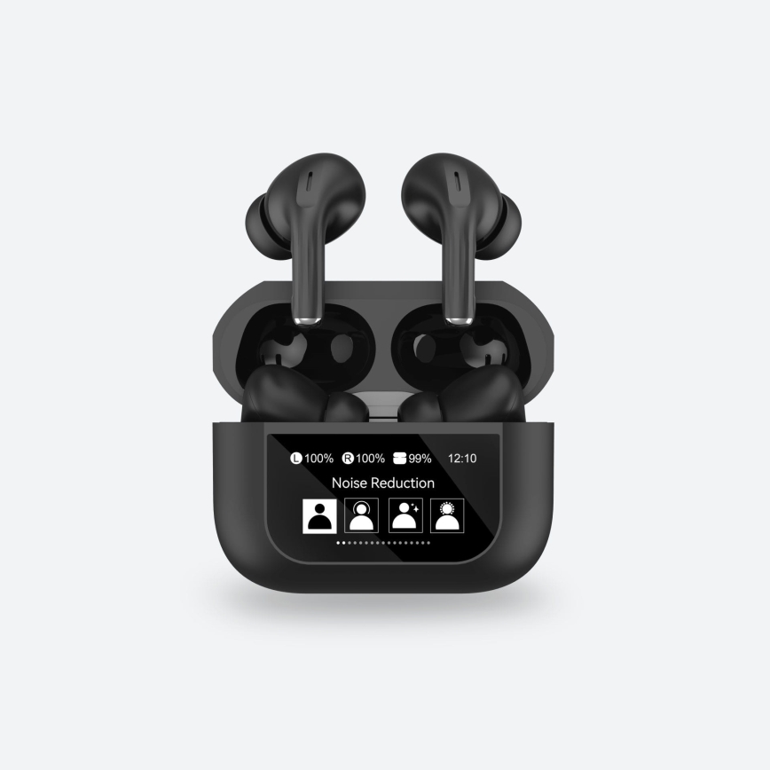 Auriculares inalámbricos con pantalla LCD 300 mAh + 2x 30 mAh negro