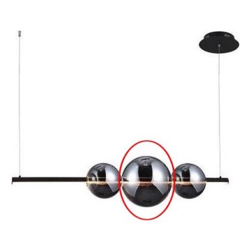 Azzardo - Vidrio de repuesto para lámpara de araña SANDRA negro/cromo - grande diá. 22 cm