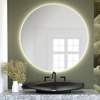 Baltica Design - Espejo de pared para baño con iluminación integrada BRIGHT LED/15W/230V 3000K diámetro 80 cm IP65