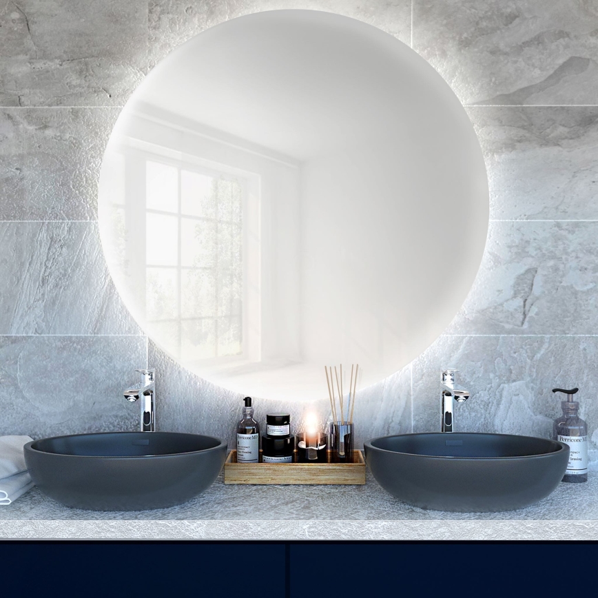 Baltica Design - Espejo de pared para baño con retroiluminación BRIGHT LED/15W/230V 6500K, diámetro 70 cm, IP65