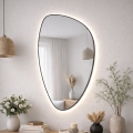 Baltica Design - Espejo de pared LED para baño con iluminación integrada STONE FLUID LED/15W/230V 4500K 92x55 cm IP65 negro