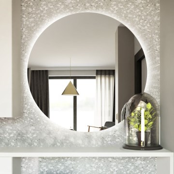 Baltica Design - Espejo de pared para baño con retroiluminación LED BRIGHT, 15W, 230V, 6500K, Ø 60 cm, IP65
