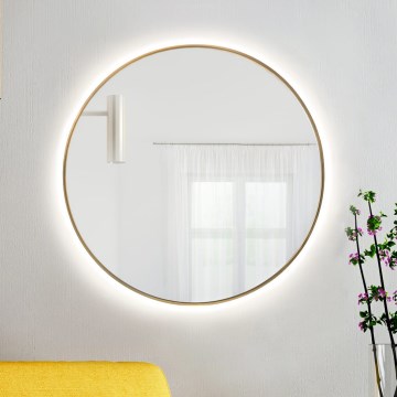 Baltica Design - Espejo de pared para baño LED con iluminación integrada BRIGHT LED/15W/230V 4500K, diámetro 60 cm, IP65, dorado