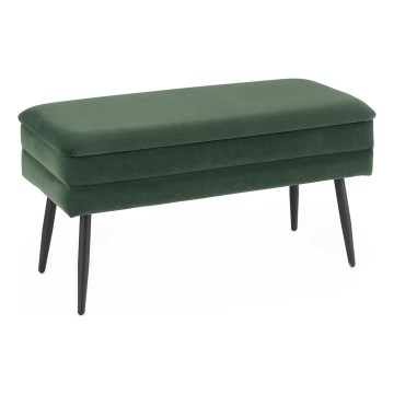 Banco acolchado con espacio de almacenamiento VELVA 37x78 cm verde/negro