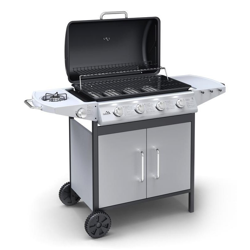 Barbacoa de gas de 4 quemadores, acero inoxidable