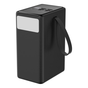 Batería externa 80.000 mAh 20 W Power Delivery 4x USB-A + 2x USB-C con linterna LED y cable USB-C de 1 m, negro