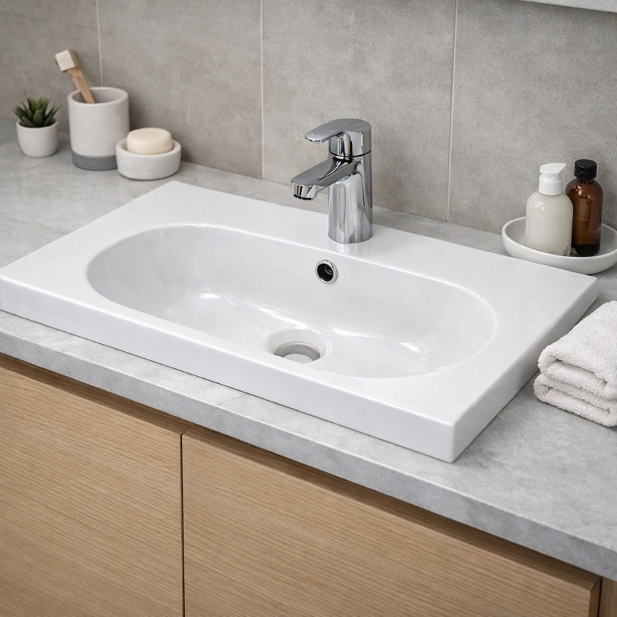 Bathco 0516 - Lavabo encastrado ICE 60x35 cm resina/blanco