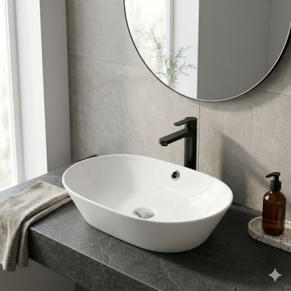 Bathco 4038 - Lavabo sobre encimera TOULOUSE 59x42 cm porcelana/blanco