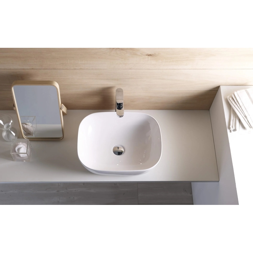Bathco 4072 - Lavabo sobre encimera OLEA 49x40 cm porcelana/blanco