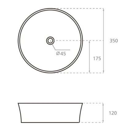Bathco 4086 - Lavabo sobre encimera VOLTA Ø 35 cm porcelana/blanco