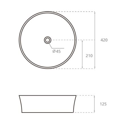 Bathco 4087 - Lavabo sobre encimera VOLTA Ø 42 cm porcelana/blanco