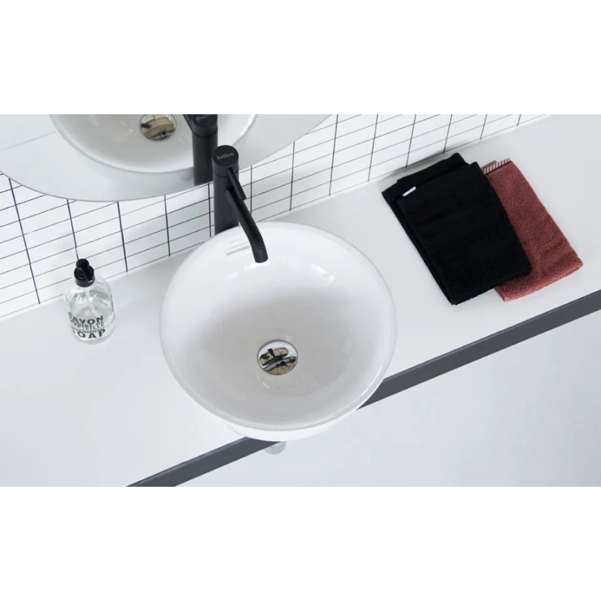 Bathco 4131 - Lavabo sobre encimera BARI Ø 37 cm porcelana/blanco
