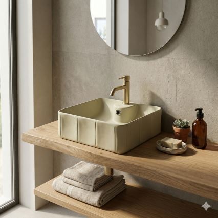 Bathco 4162 - Lavabo sobre encimera CIRCUS 40x40 cm porcelana/beige