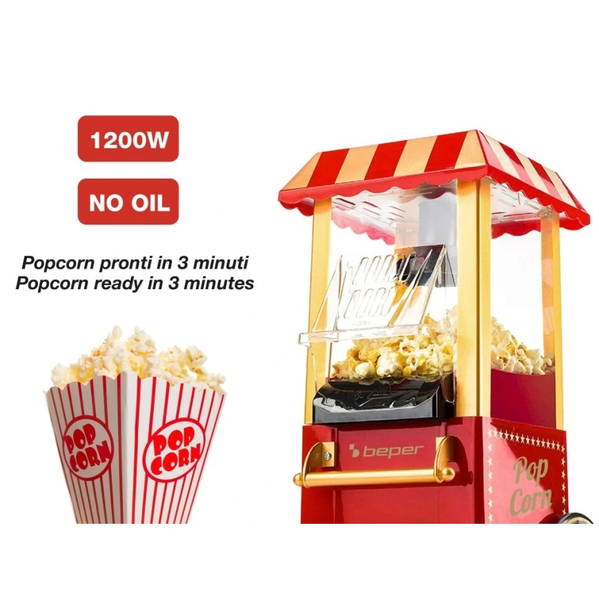 Beper - Máquina de palomitas 1200W/230V roja