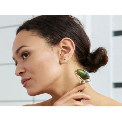 Beper - Rodillo de masaje y piedra Gua Sha de jade