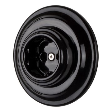 Bohemia-Design - Enchufe mural retro de porcelana con embellecedor SCHUKO 250V/16A negro