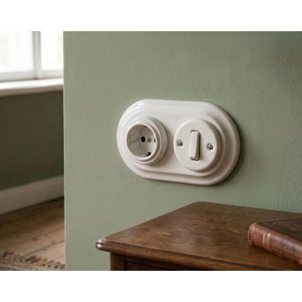 Bohemia-Design - Marco retro doble de porcelana blanca