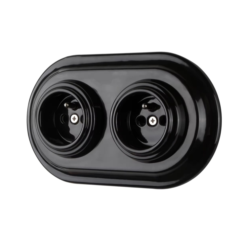 Bohemia-Design - Marco retro doble de porcelana, negro